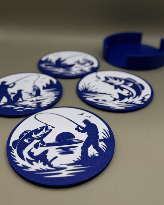 Fishing Coaster Set with Holder