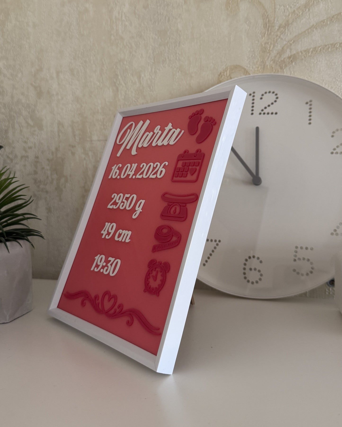 Personalized Baby Birth Stats Frame