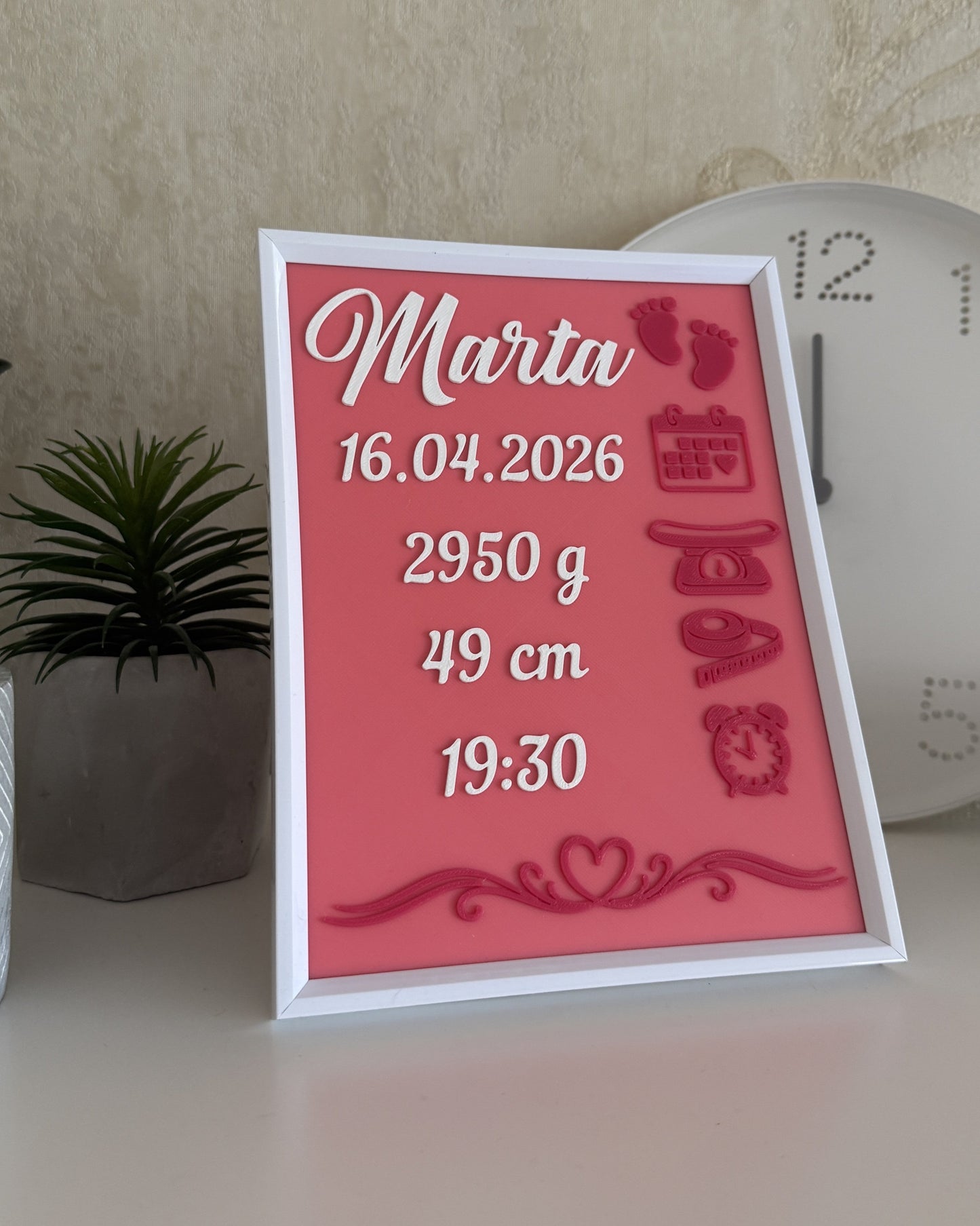 Personalized Baby Birth Stats Frame